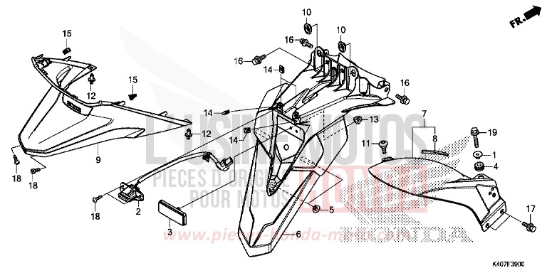REAR FENDER/LICENSE LIGHT (NSS125DF/ADF/ADH) for Forza 125 MAT CYNOS GRAY METALLIC (NH312) from 2015